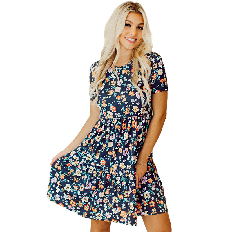 Floral Short Sleeve Dress Women