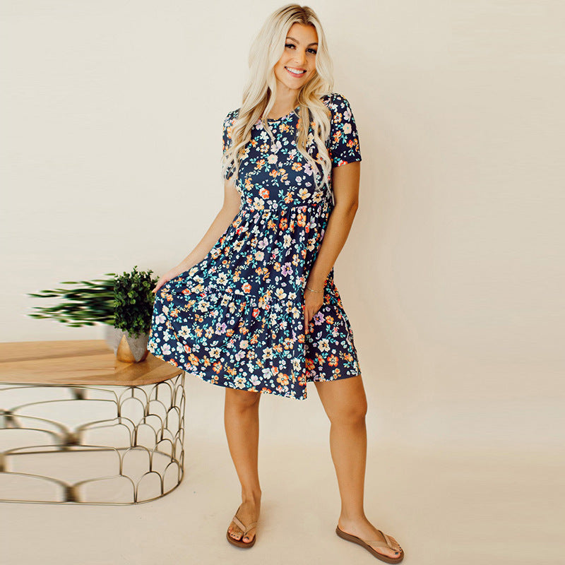 Floral Short Sleeve Dress Women