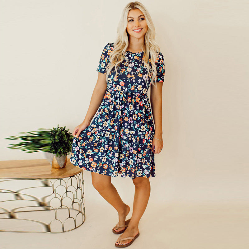 Floral Short Sleeve Dress Women