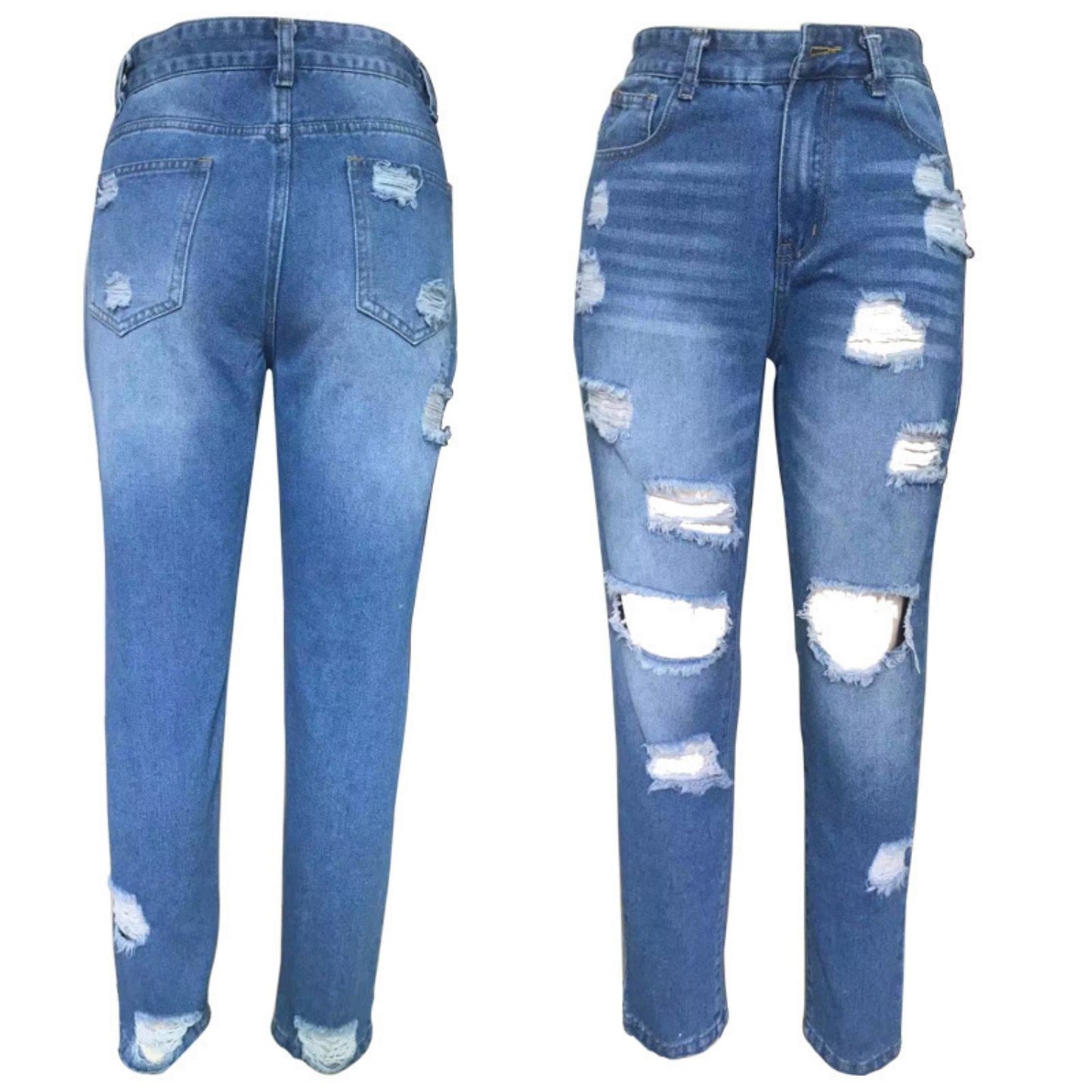 Ripped Slim Fit Jeans For Women